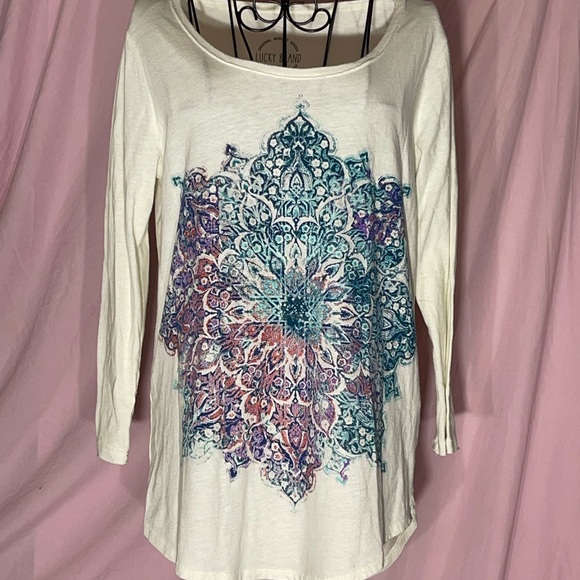 Lucky Brand Women's Tunic with Blue and Purple Pattern - Picture 1 of 6